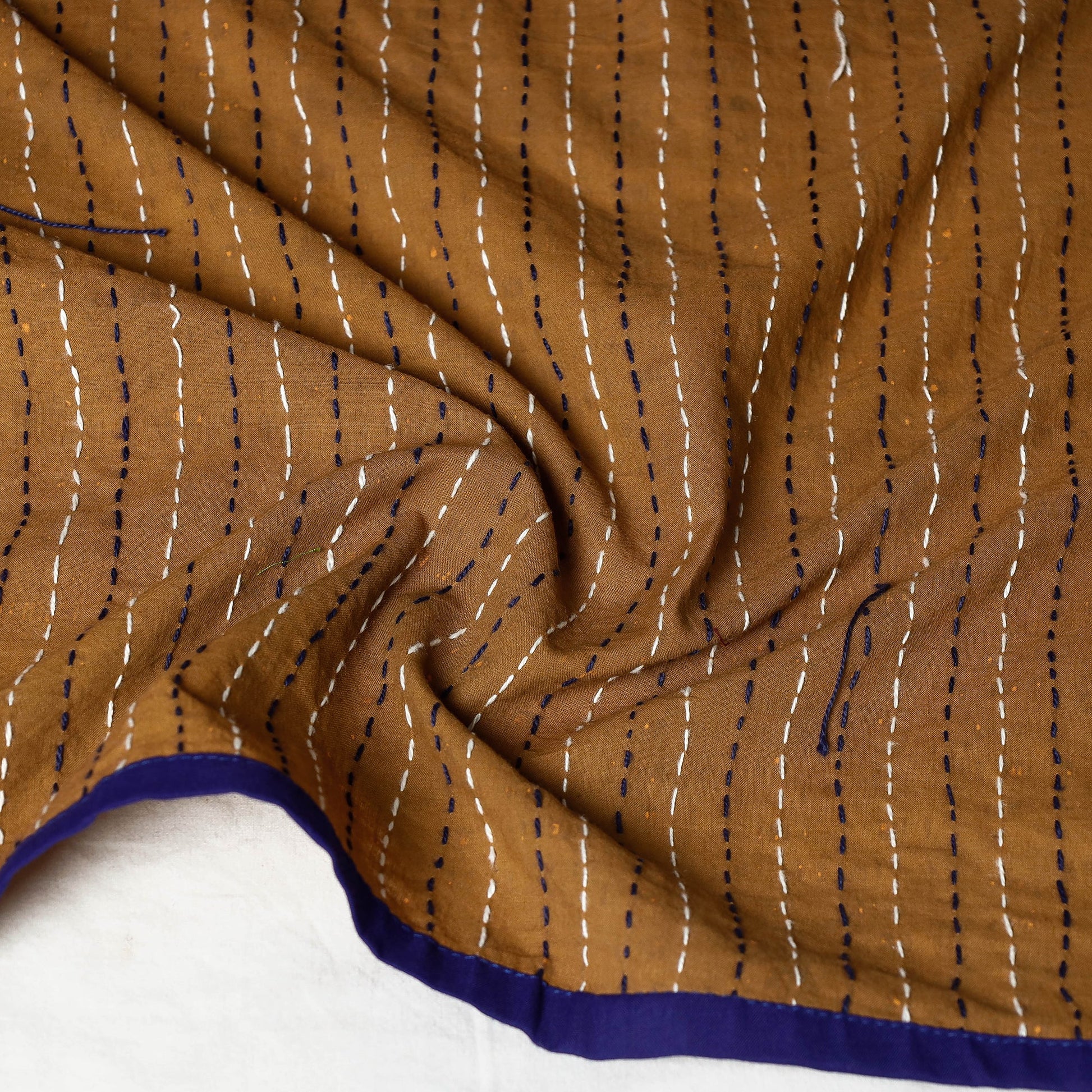 Brown - Bagru Block Printed Tagai Work Cotton Stole