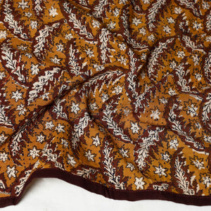 Brown - Bagru Block Printed Tagai  Work Cotton Stole