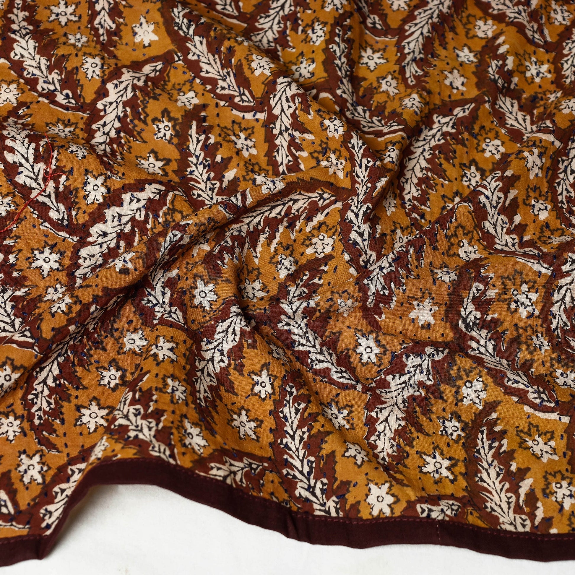 Brown - Bagru Block Printed Tagai  Work Cotton Stole