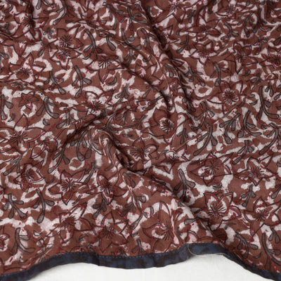 Brown - Sanganeri Block Printed Tagai Work Cotton Stole