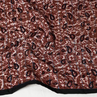 Brown - Sanganeri Block Printed Tagai Work Cotton Stole