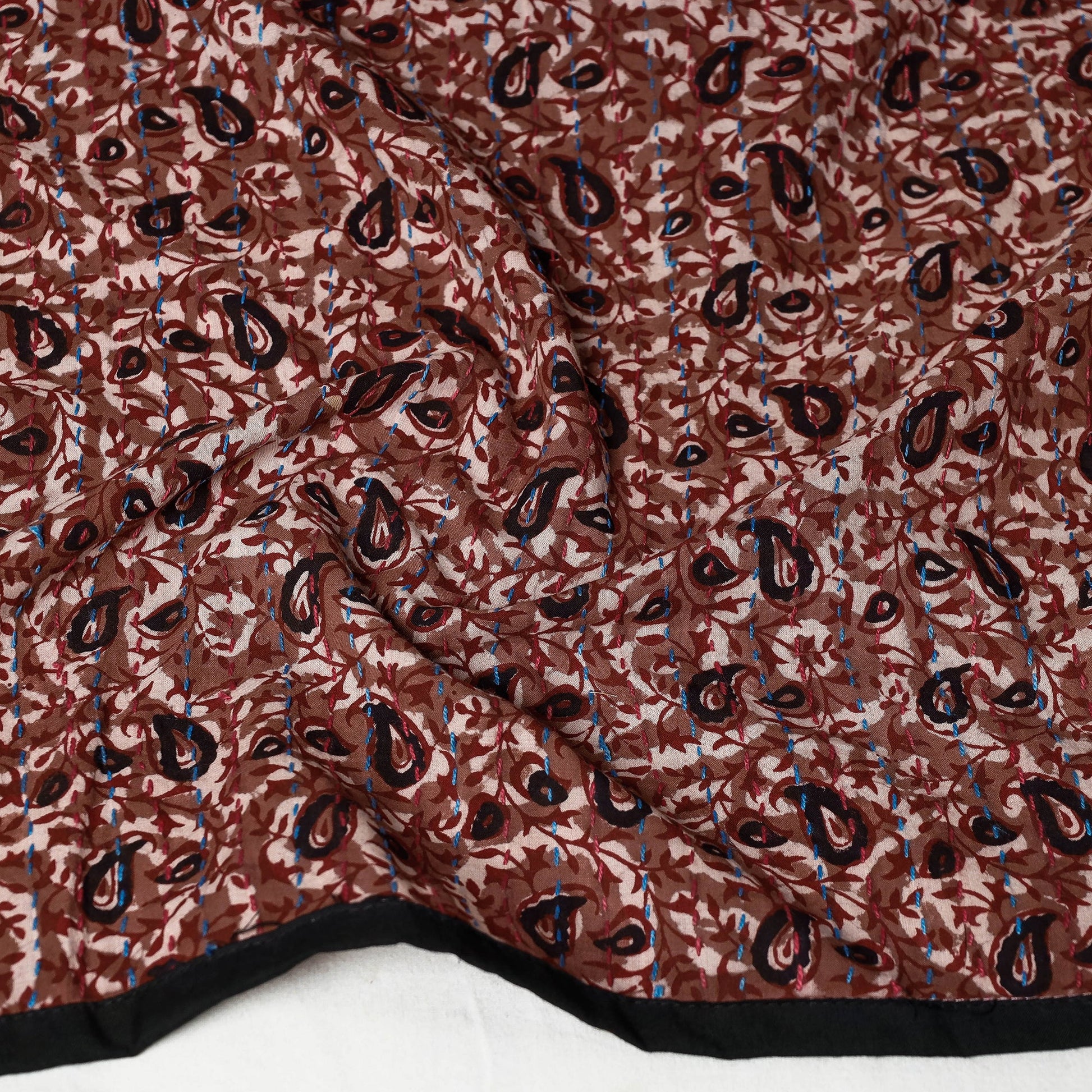 Brown - Sanganeri Block Printed Tagai Work Cotton Stole