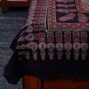 Black - Ajrakh Block Printed Cotton Single Bed Cover (90 x 60 in)