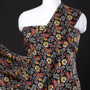Black - 2pc Kalamkari Printed Cotton Suit Material Set