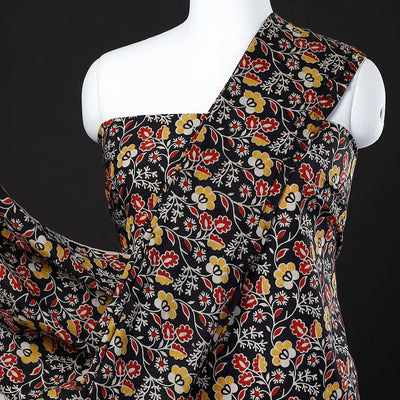 Black - 2pc Kalamkari Printed Cotton Suit Material Set
