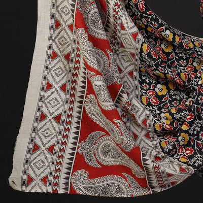 Black - 2pc Kalamkari Printed Cotton Suit Material Set