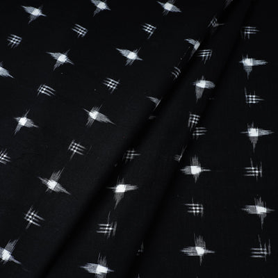 Black - Handloom Cotton Pochampally Double Ikat Fabric 02