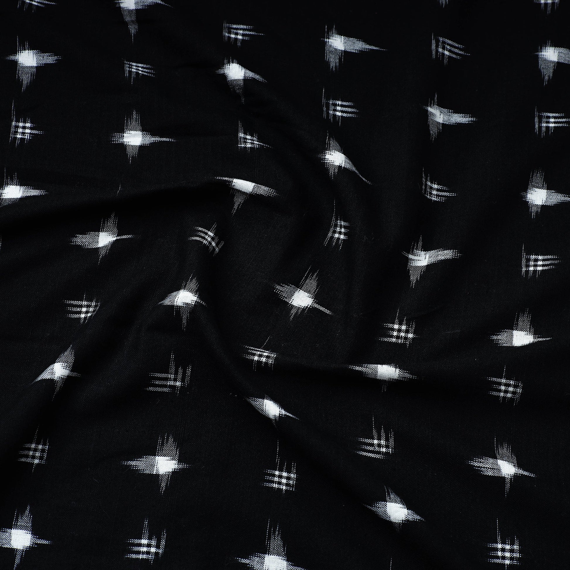 Black - Handloom Cotton Pochampally Double Ikat Fabric 02