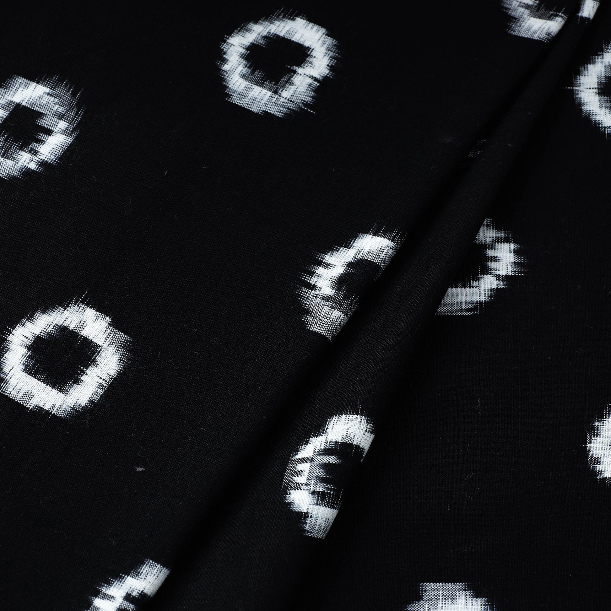 Black - Handloom Cotton Pochampally Double Ikat Fabric 06