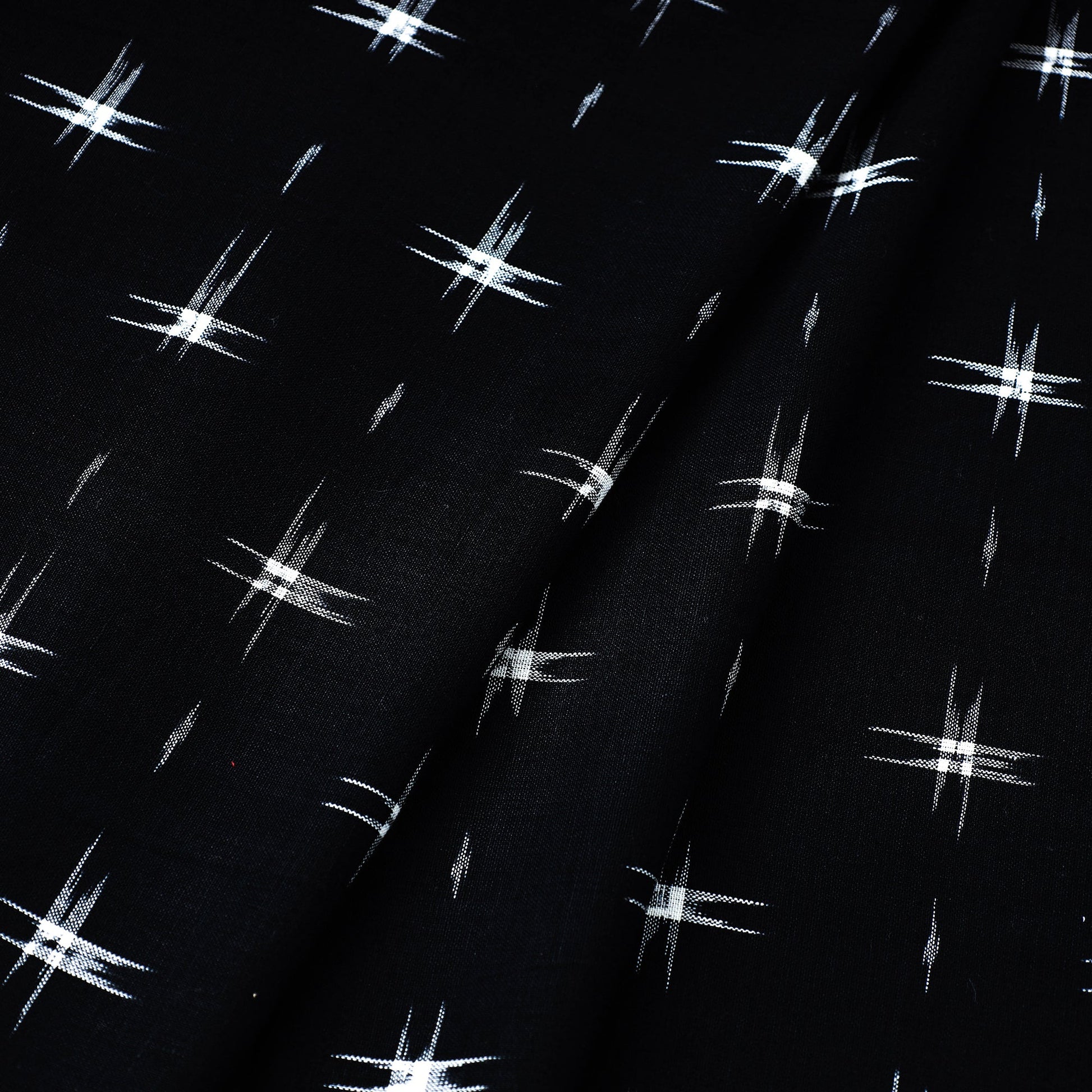 Black - Handloom Cotton Pochampally Double Ikat Fabric 04