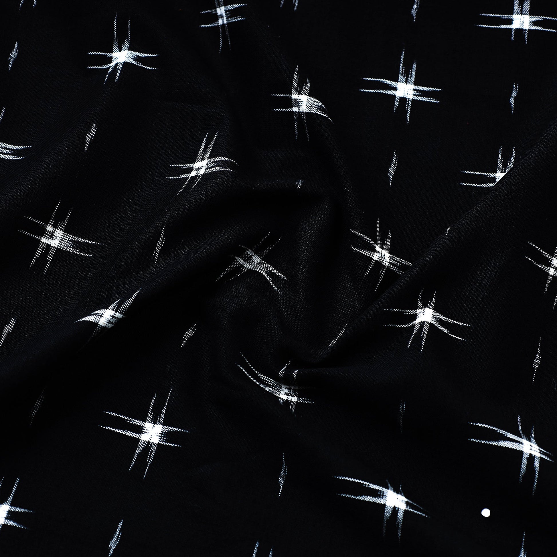 Black - Handloom Cotton Pochampally Double Ikat Fabric 04