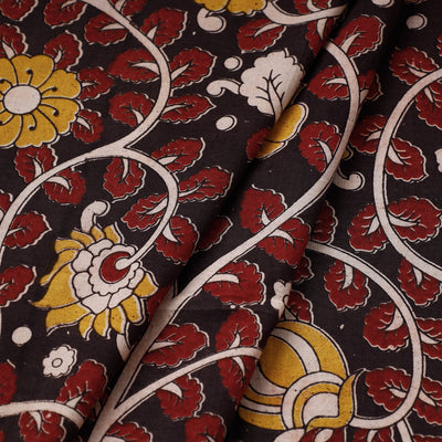 Black - Kalamkari Printed Cotton Fabric