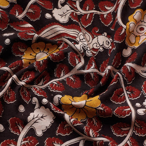 Black - Kalamkari Printed Cotton Fabric
