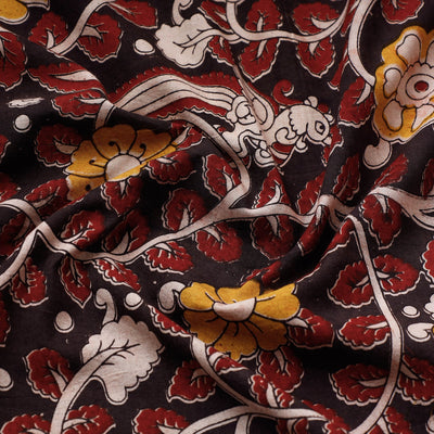 Black - Kalamkari Printed Cotton Fabric