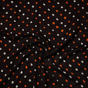 Black - Kutch Bandhani Tie-Dye Satin Cotton Precut Fabric