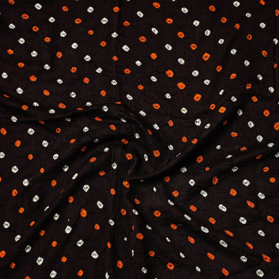 Black - Kutch Bandhani Tie-Dye Satin Cotton Precut Fabric