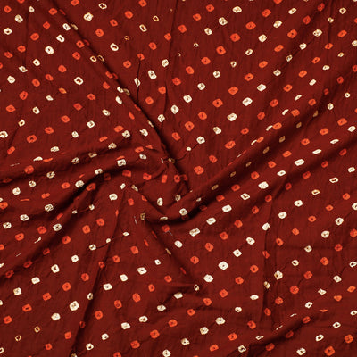 Brown - Kutch Bandhani Tie-Dye Satin Cotton Precut Fabric