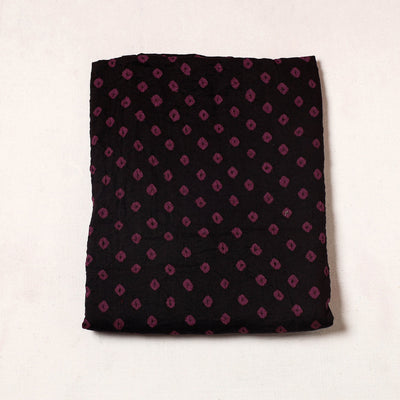 Black - Kutch Bandhani Tie-Dye Satin Cotton Precut Fabric