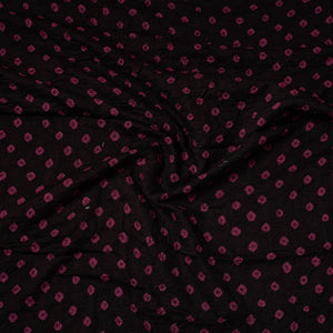 Black - Kutch Bandhani Tie-Dye Satin Cotton Precut Fabric