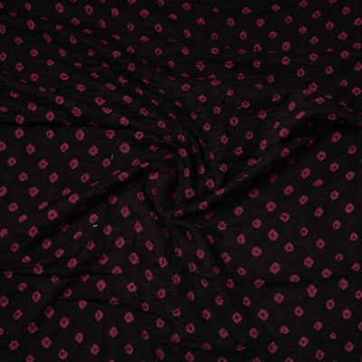 Black - Kutch Bandhani Tie-Dye Satin Cotton Precut Fabric