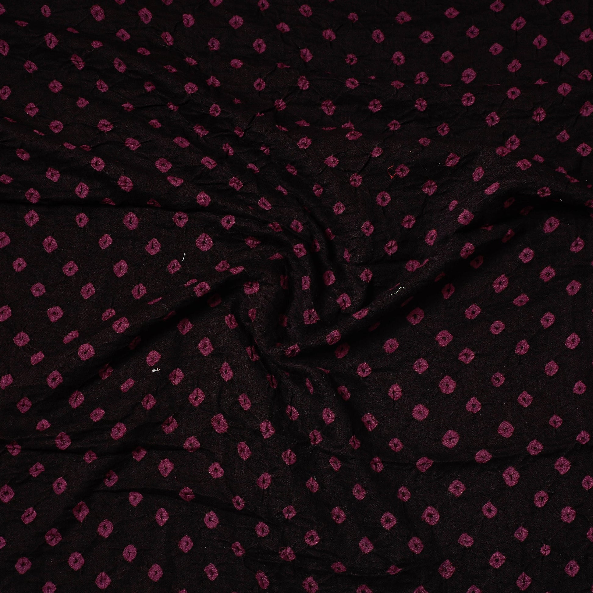 Black - Kutch Bandhani Tie-Dye Satin Cotton Precut Fabric