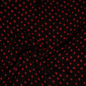 Black - Kutch Bandhani Tie-Dye Satin Cotton Precut Fabric (1.3 Meter)