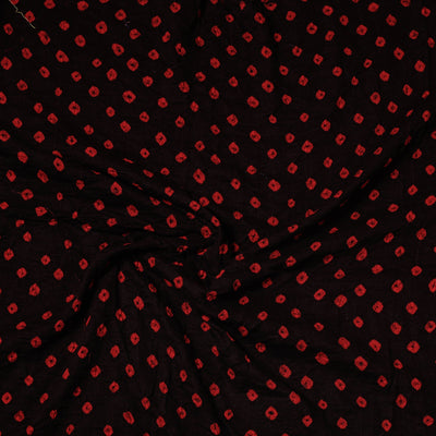 Black - Kutch Bandhani Tie-Dye Satin Cotton Precut Fabric (1.3 Meter)