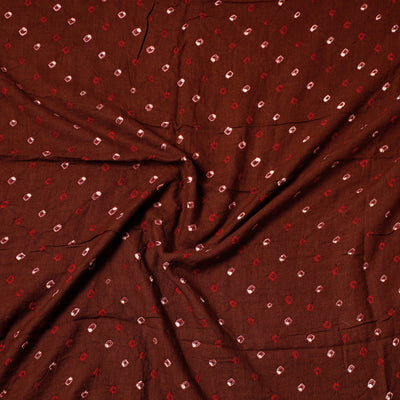 Brown - Kutch Bandhani Tie-Dye Satin Cotton Precut Fabric (1.75 Meter)