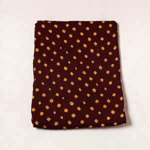 Brown - Kutch Bandhani Tie-Dye Satin Cotton Precut Fabric (1.6 Meter)