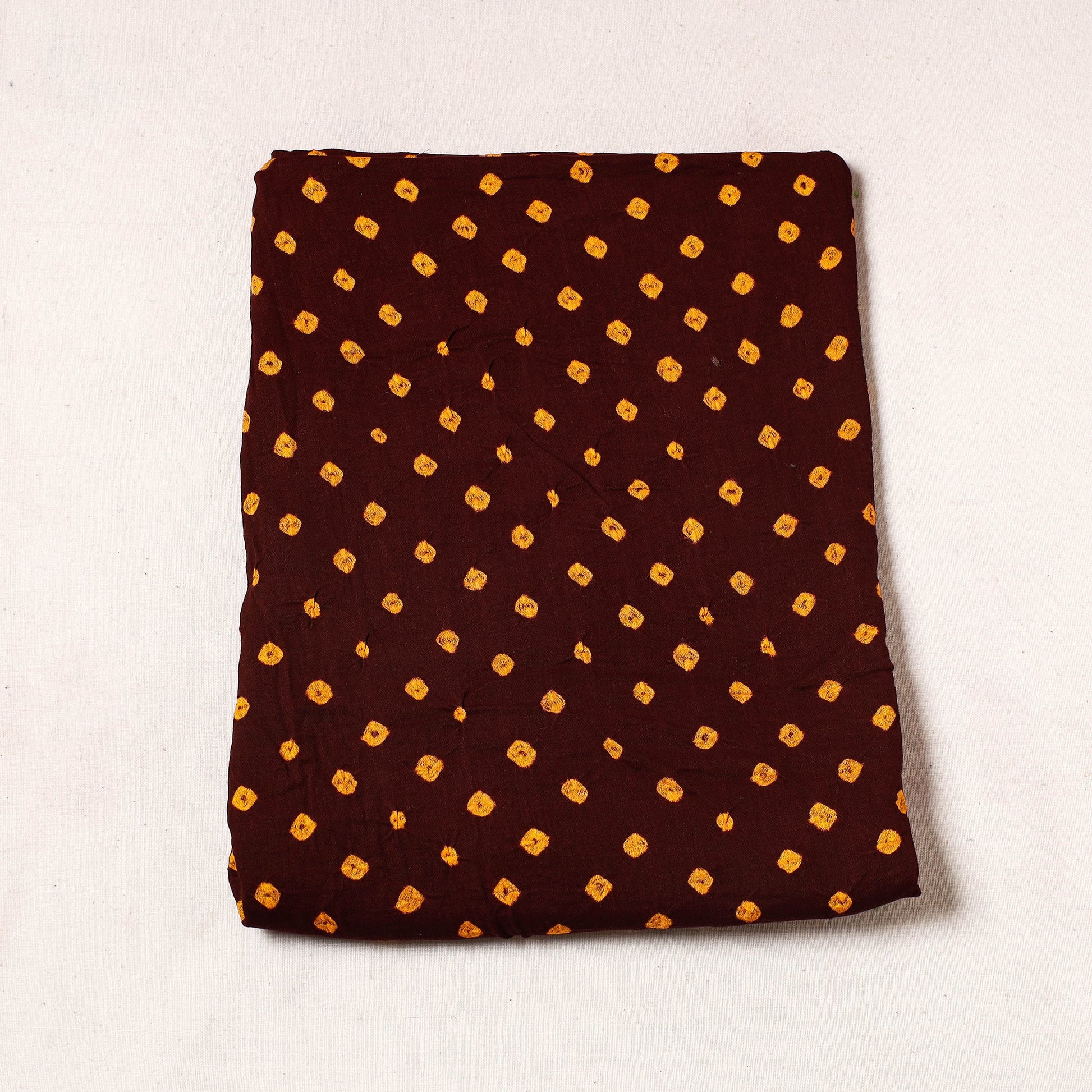 Brown - Kutch Bandhani Tie-Dye Satin Cotton Precut Fabric (1.6 Meter)