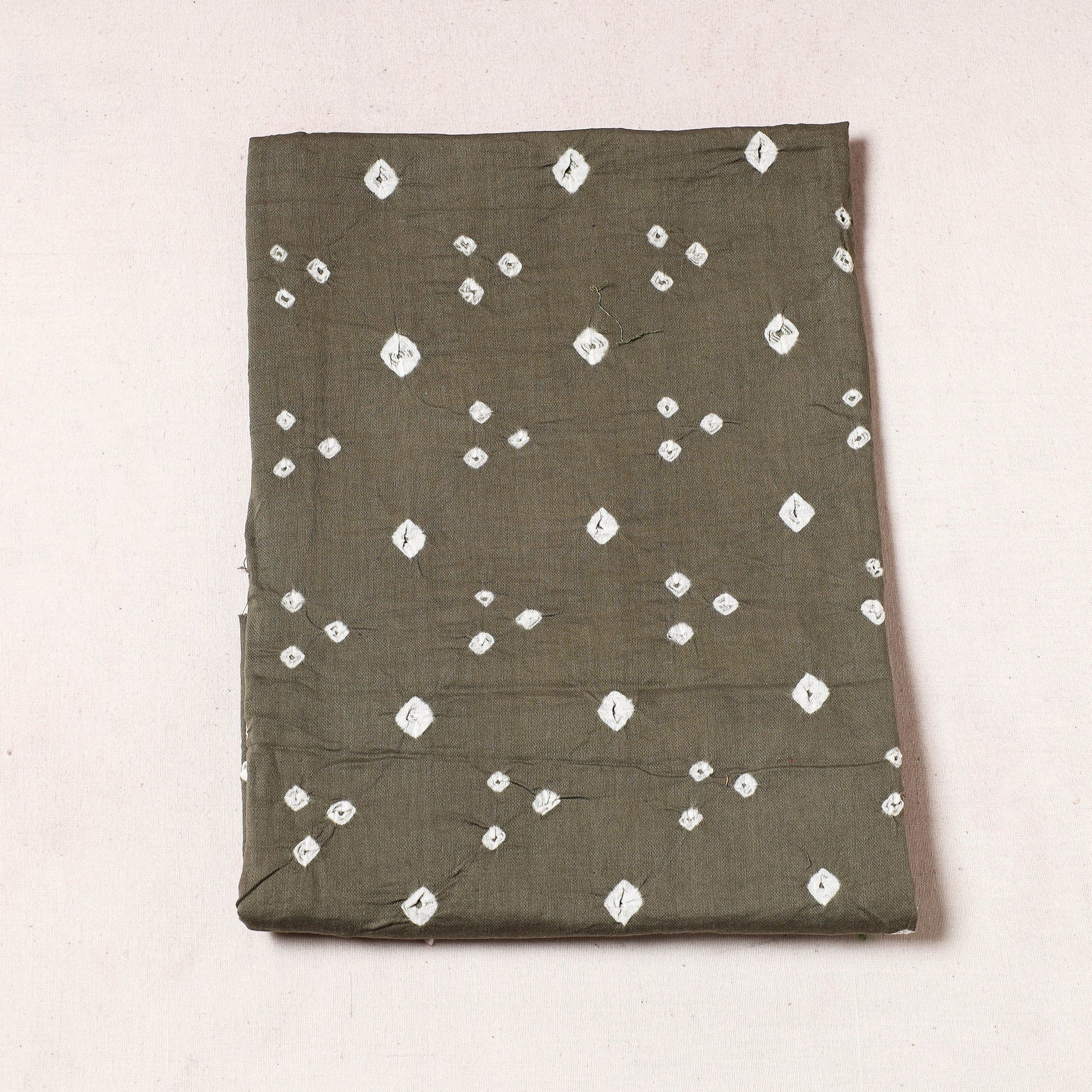 Brown - Kutch Bandhani Tie-Dye Satin Cotton Precut Fabric (0.9 Meter)