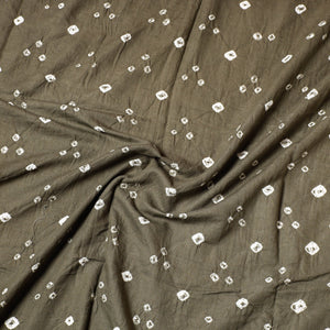 Brown - Kutch Bandhani Tie-Dye Satin Cotton Precut Fabric (0.9 Meter)