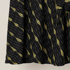 Black - Wrap Around Cotton Pochampally Ikat Skirt