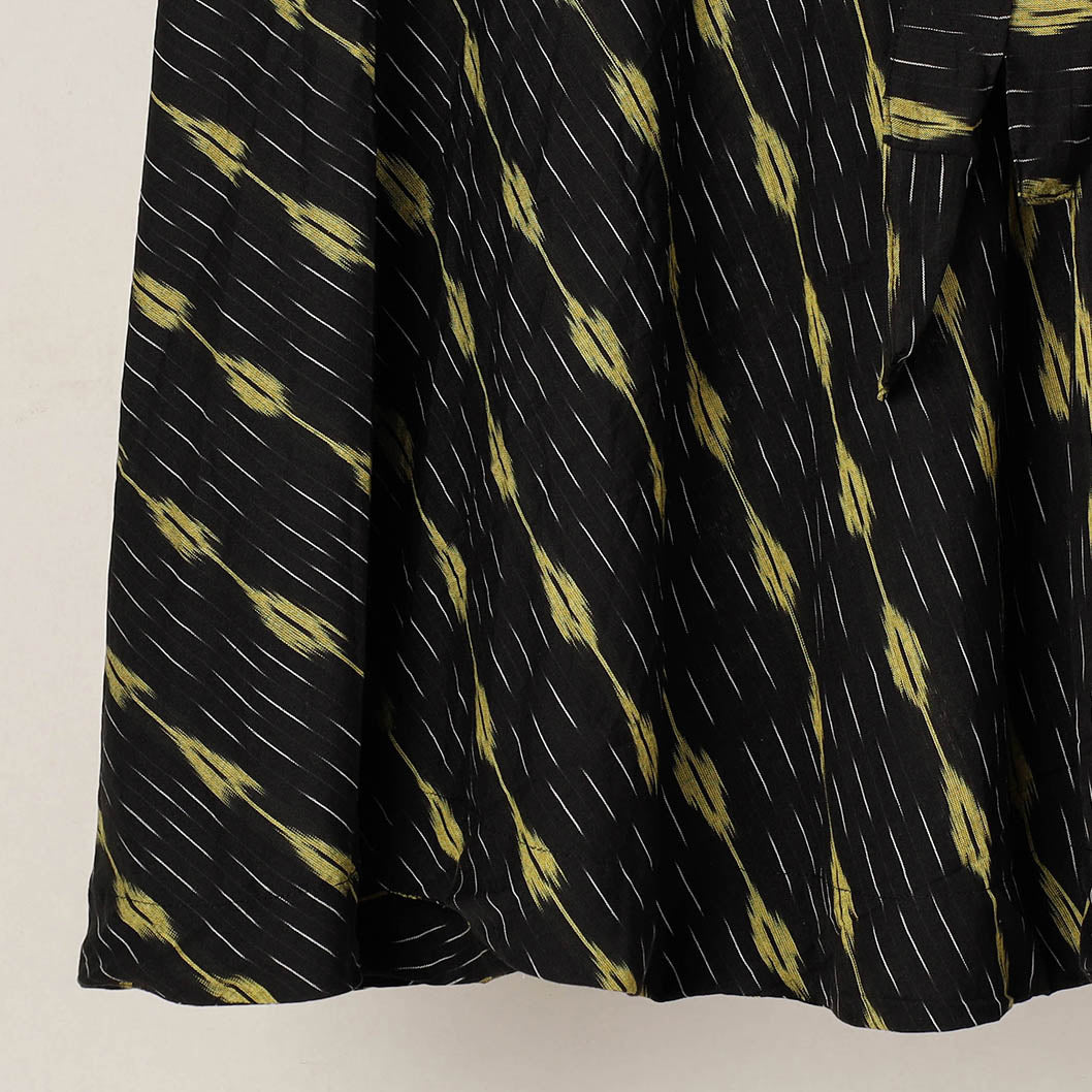 Black - Wrap Around Cotton Pochampally Ikat Skirt