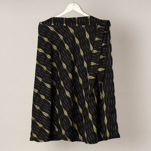 Black - Wrap Around Cotton Pochampally Ikat Skirt