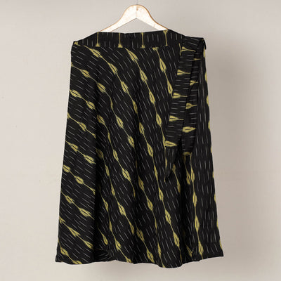 Black - Wrap Around Cotton Pochampally Ikat Skirt