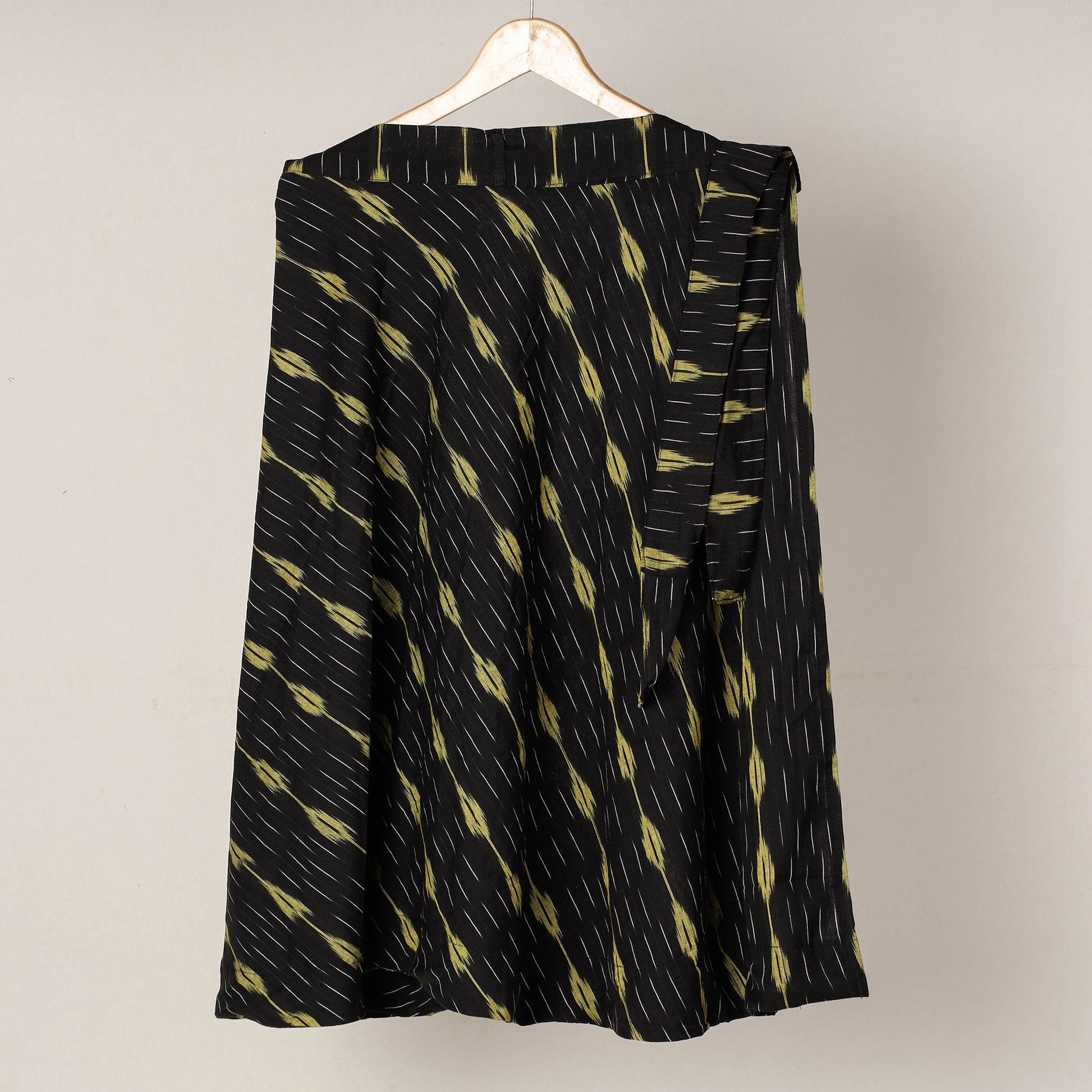 Black - Wrap Around Cotton Pochampally Ikat Skirt