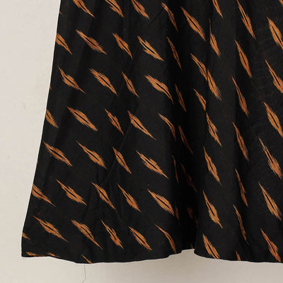 Black - Wrap Around Cotton Pochampally Ikat Skirt