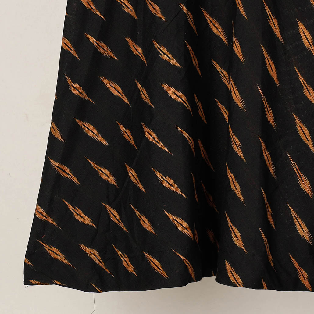 Black - Wrap Around Cotton Pochampally Ikat Skirt