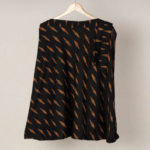 Black - Wrap Around Cotton Pochampally Ikat Skirt