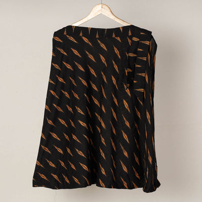 Black - Wrap Around Cotton Pochampally Ikat Skirt