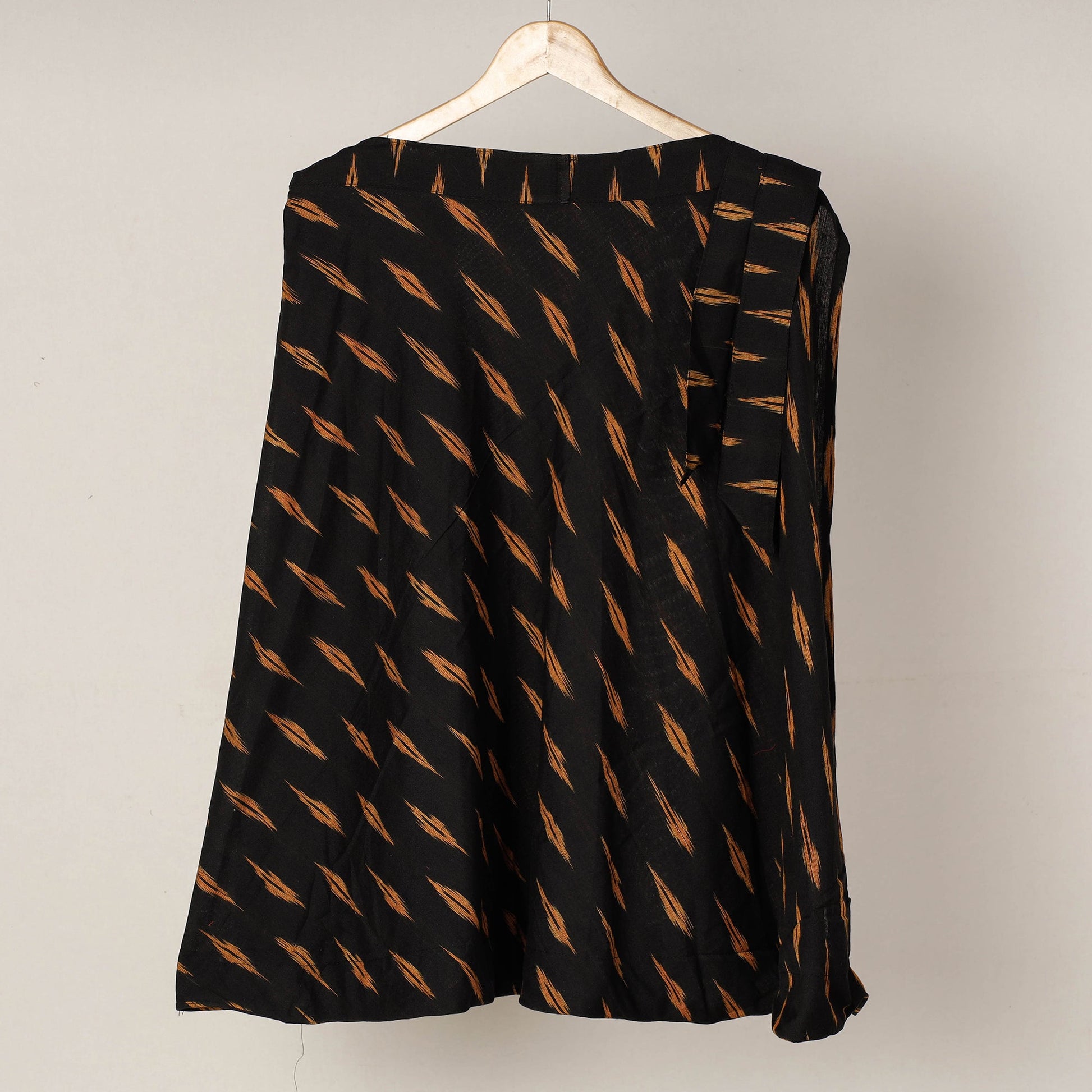 Black - Wrap Around Cotton Pochampally Ikat Skirt