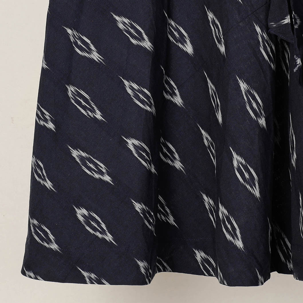 Black - Wrap Around Cotton Pochampally Ikat Skirt