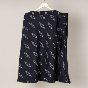 Black - Wrap Around Cotton Pochampally Ikat Skirt