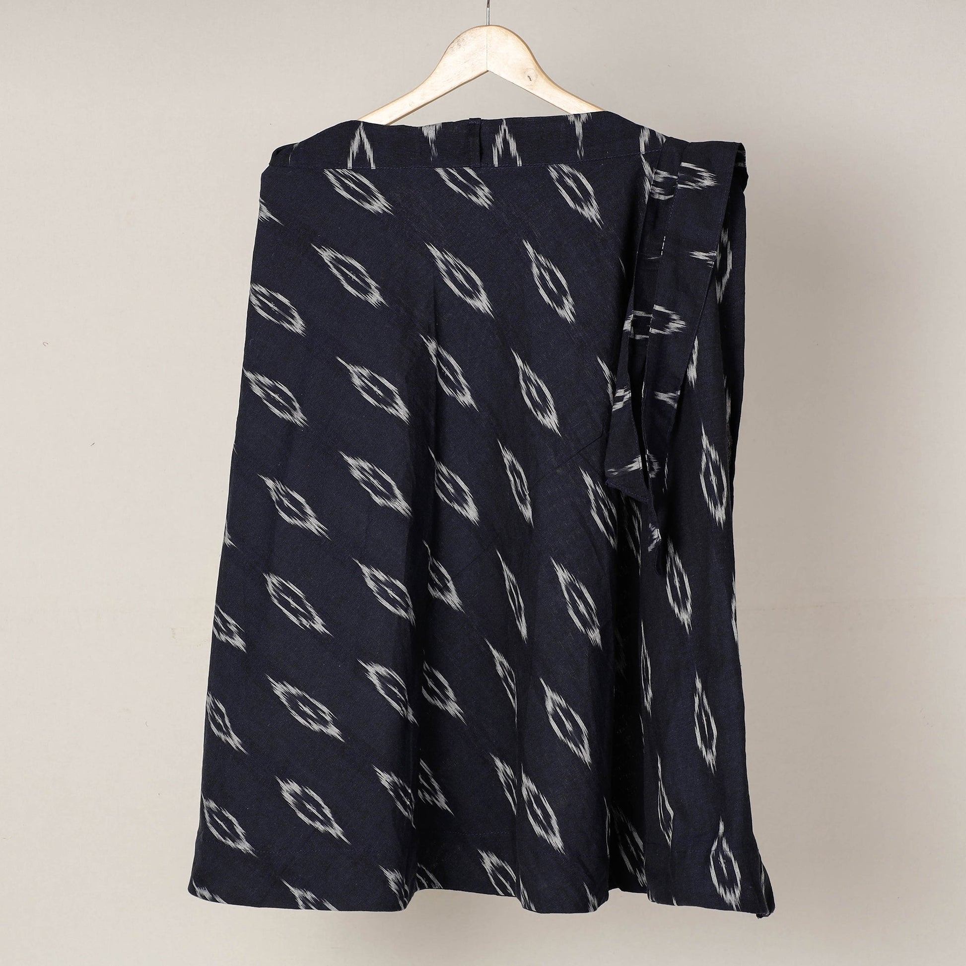 Black - Wrap Around Cotton Pochampally Ikat Skirt