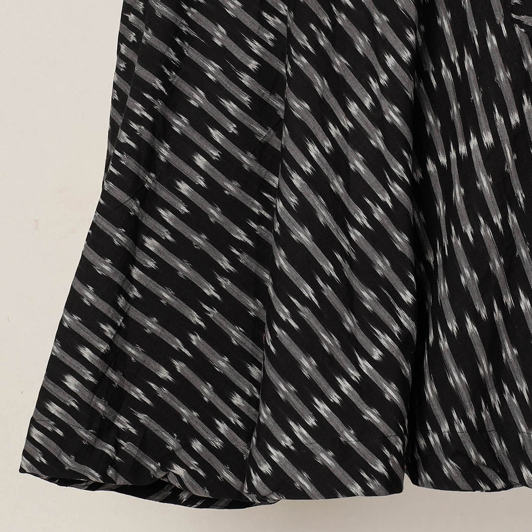 Black - Wrap Around Cotton Pochampally Ikat Skirt