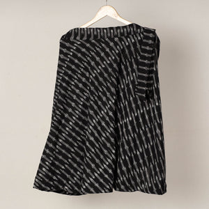 Black - Wrap Around Cotton Pochampally Ikat Skirt