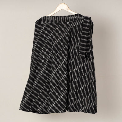 Black - Wrap Around Cotton Pochampally Ikat Skirt