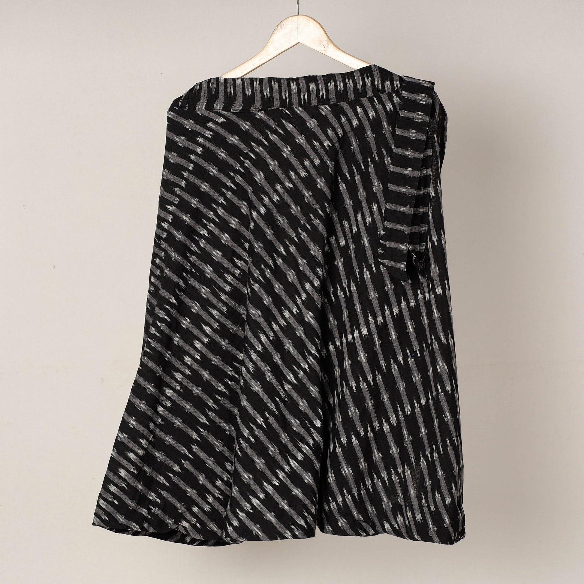 Black - Wrap Around Cotton Pochampally Ikat Skirt