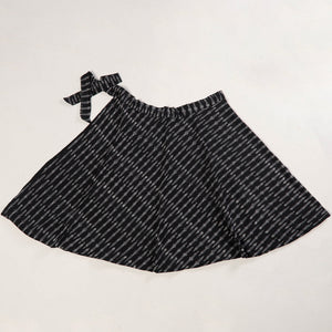 Black - Wrap Around Cotton Pochampally Ikat Skirt